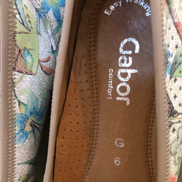 Gabor Rayah Printed Leather Shoes / Ballet Flat / Low Wedge, Size EU 39 / US 8.5 - Picture 3 of 9